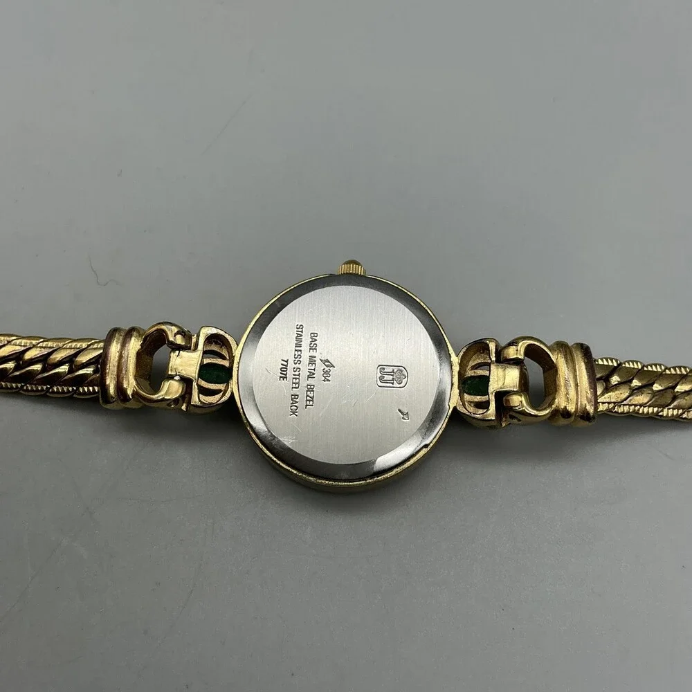 Jules Jurgensen Womens Watch 22mm MOP Green Stone Diamond 7707E New Battery 6.5